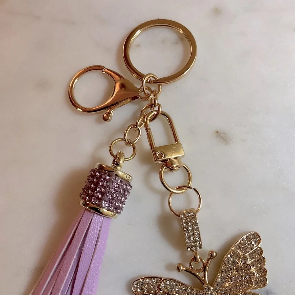 Bedazzled Butterfly Detachable Keychain